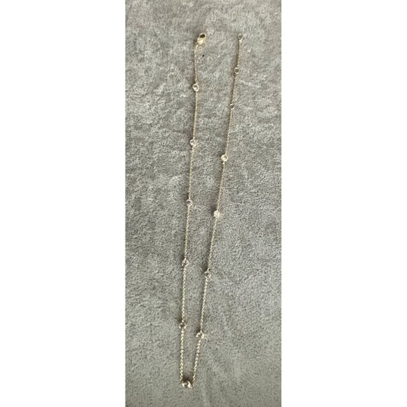 Gold-Plated Necklace With Round Crystal Stations & Lobster Clasp - Picture 3 of 6